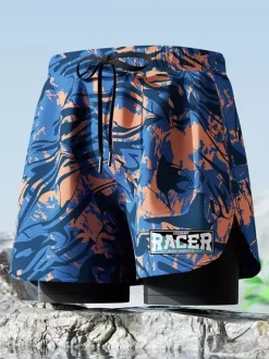 Maillot de bain homme caleçon boxer double couche à séchage rapide short de bain anti-embarras pour adultes