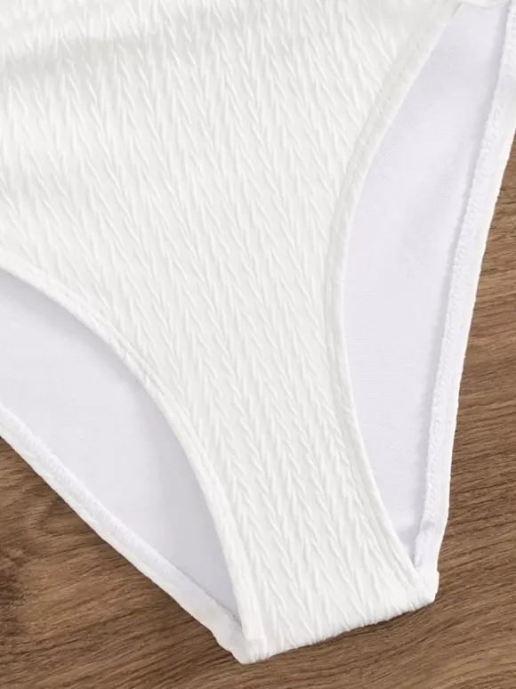 Maillot de bain une pièce plissé de couleur unie pour femme 2026