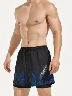 Maillot de bain une pièce pour homme short de bain anti-embarras double couche séchage rapide grande taille ensemble complet pour adultes
