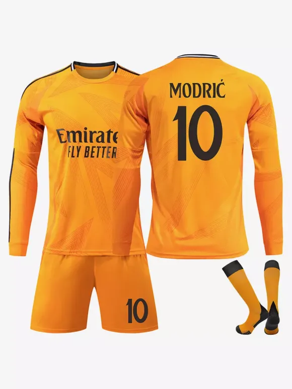 Maillot de football à manches longues pour homme Orange N°5 BELLINGHAM N°9 MBAPPÉ