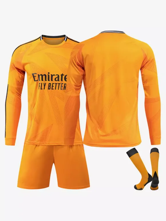 Maillot de football à manches longues pour homme Orange N°5 BELLINGHAM N°9 MBAPPÉ