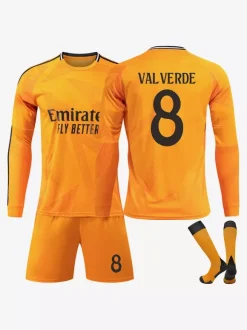 Maillot de football à manches longues pour homme Orange N°5 BELLINGHAM N°9 MBAPPÉ