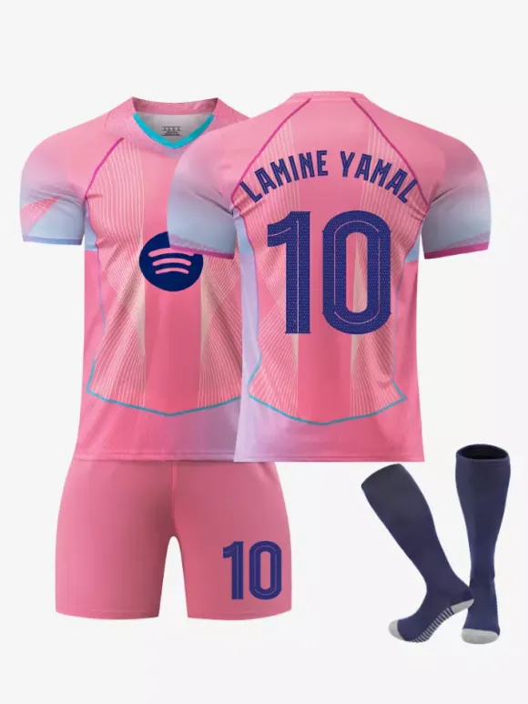 Maillot de football rose édition spéciale Ligue des champions 25/26 n° 10 Lamine Yamal n° 14 Rashford Football Club
