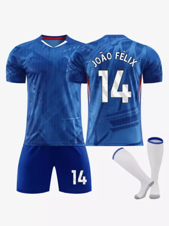 Maillot domicile bleu 25/26 du club de football ENZO et JAMES ensemble 3 pièces pour homme vêtements de sport