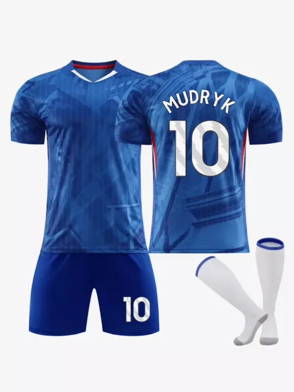 Maillot domicile bleu 25/26 du club de football ENZO et JAMES ensemble 3 pièces pour homme vêtements de sport