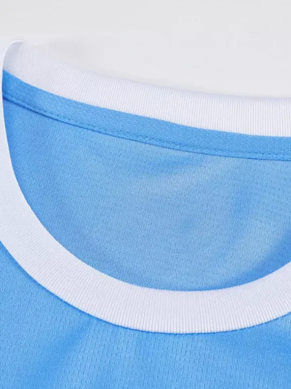 Maillot domicile bleu 26/27 personnalisé ensemble 3 pièces à manches courtes pour adultes et enfants