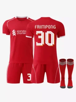 Maillot domicile du club de football 25/26 n° 11 Salah n° 7 Wirtz rouge à manches courtes ensemble 3 pièces