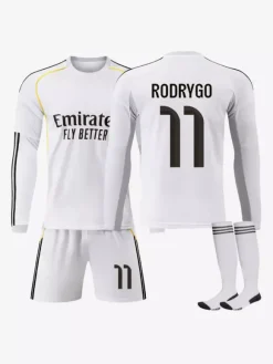 Maillot domicile manches longues 25/26 du club de football n° 10 Mbappé n° 7 Vini. JR ensemble 3 pièces