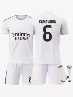 Maillot domicile Mbappé 25/26 n°10 à manches courtes ensemble 3 pièces pour adultes et enfants