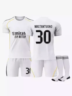 Maillot domicile Mbappé 25/26 n°10 à manches courtes ensemble 3 pièces pour adultes et enfants