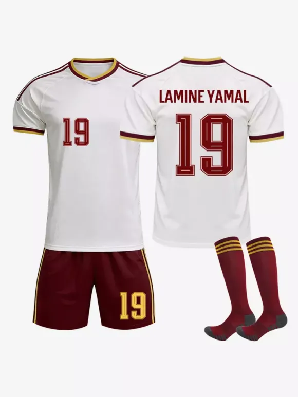 Maillot extérieur de l'équipe nationale espagnole 2026 n° 19 Yamal et n° 17 Williams ensemble 3 pièces pour adultes et enfants