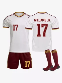 Maillot extérieur de l'équipe nationale espagnole 2026 n° 19 Yamal et n° 17 Williams ensemble 3 pièces pour adultes et enfants