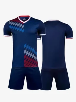 Maillot Football Flocage Logo Personnalisé 2 Pièces Homme Femme Enfant Noir