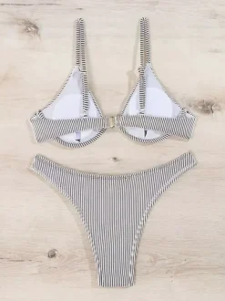 Maillot de bain bikini pour femme gris foncé maillot de bain d'été pour la plage