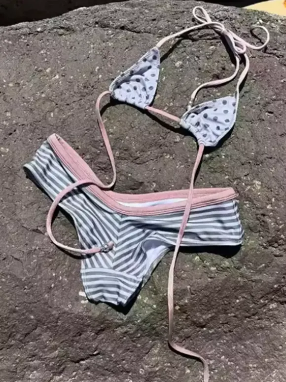 Maillot de bain bikini pour femme bleu été plage maillots de bain