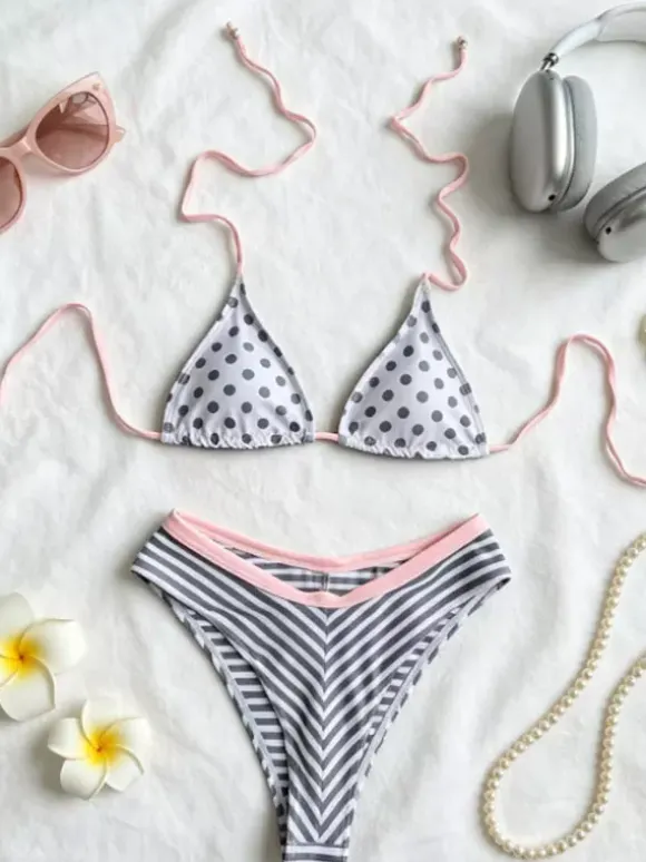 Maillot de bain bikini pour femme bleu été plage maillots de bain