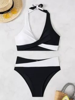 Maillot de bain bikini rose à lacets pour femme maillot de bain sexy d'été