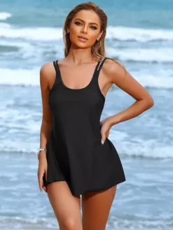 Maillot de bain deux pièces tankini couleur unie pour femme 2026
