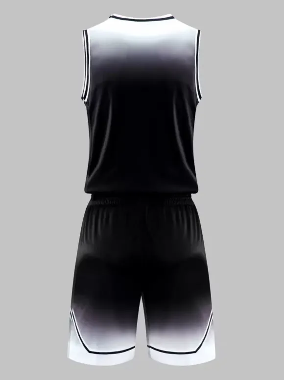 Maillot De Basket-Ball Ensemble 2 Pièces Violet Bleu Noir Blanc Adulte Homme