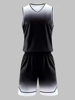 Maillot De Basket-Ball Ensemble 2 Pièces Violet Bleu Noir Blanc Adulte Homme
