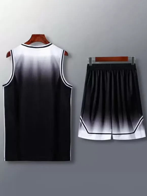 Maillot De Basket-Ball Ensemble 2 Pièces Violet Bleu Noir Blanc Adulte Homme