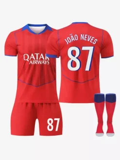 Maillot de football extérieur rouge à manches longues 25/26 personnalisé ensemble 3 pièces pour adultes et enfants