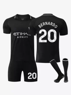 Maillot de football extérieur noir 25/26 ensemble personnalisé 3 pièces pour adultes et enfants
