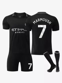 Maillot de football extérieur noir 25/26 ensemble personnalisé 3 pièces pour adultes et enfants
