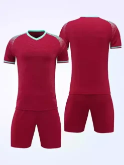 Maillot de football personnalisé à manches courtes et col en V avec blocs de couleurs