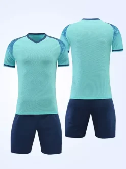 Maillot de football personnalisé à manches courtes et col en V avec blocs de couleurs