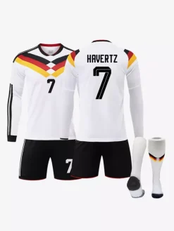 Maillot domicile de l'équipe d'Allemagne de football 2026 manches longues ensemble 3 pièces pour adultes et enfants (n° 17 Wirtz n° 10 Musiala).