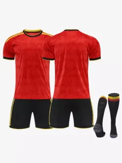 Maillot domicile de l'équipe nationale belge de football 2026 manches courtes personnalisé 3 pièces tenue de sport