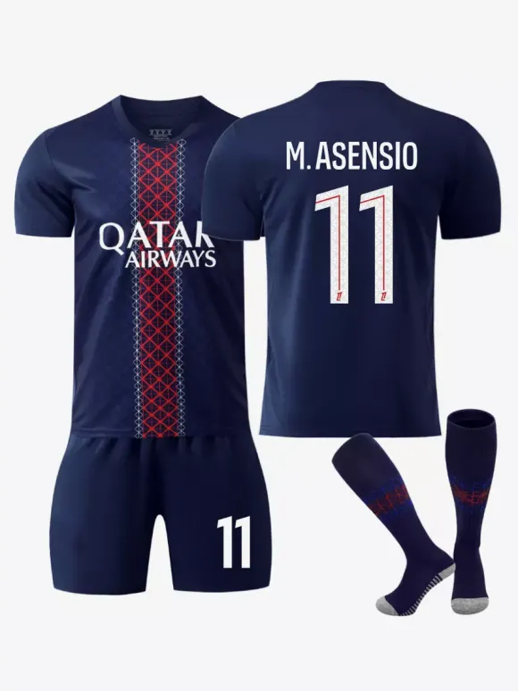 Maillot Domicile du Club de Football 25/26 No.10 Dembélé No.14 Doué No.7 Kvaratskhelia Ensemble 3 Pièces
