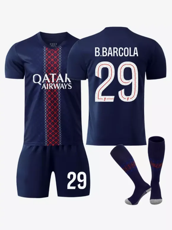 Maillot Domicile du Club de Football 25/26 No.10 Dembélé No.14 Doué No.7 Kvaratskhelia Ensemble 3 Pièces
