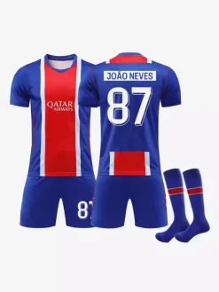 Maillot domicile du PSG Ligue des Champions 26/27 n° 14 DOUE n° 17 VITINHA n° 10 DEMBELE kit 3 pièces pour adultes et enfants