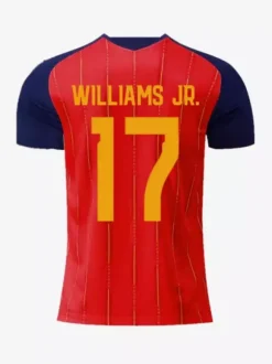 Maillot domicile Espagne 2026 manches courtes grandes tailles n° 19 Yamal n° 20 Pedri n° 16 Rodri