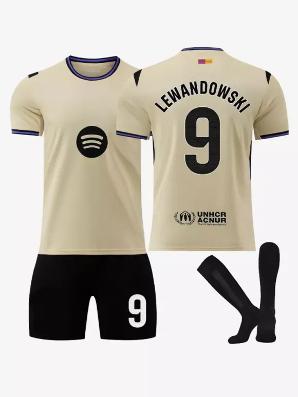 Maillot extérieur du club de football 25/26 n° 9 Lewandowski n° 10 Lamin Yamal ensemble 3 pièces