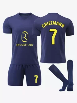 Maillot extérieur 25/26 du club de football n° 7 Griezmann n° 19 Alvarez ensemble 3 pièces pour adultes et enfants