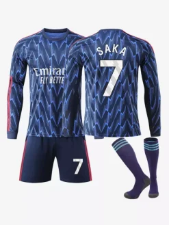 Maillot extérieur manches longues 25/26 du club de football pour adultes et enfants ensemble 3 pièces n° 7 Saka n° 8 Ødegaard
