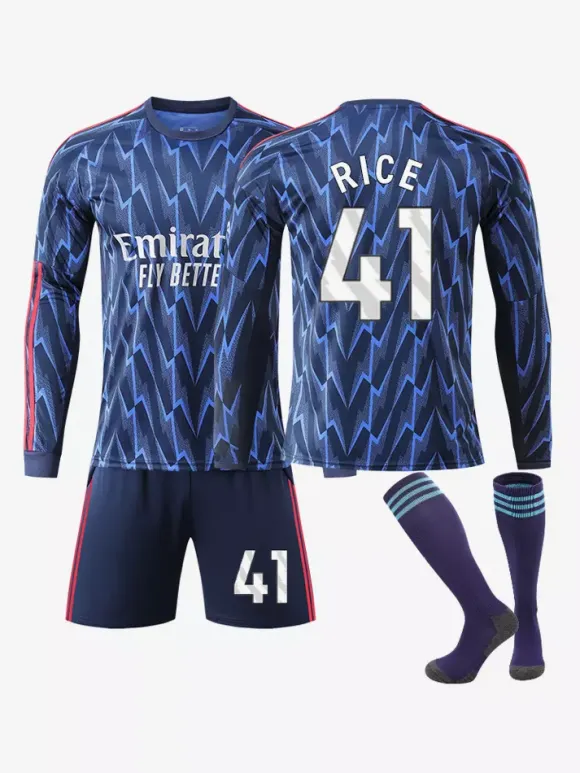Maillot extérieur manches longues 25/26 du club de football pour adultes et enfants ensemble 3 pièces n° 7 Saka n° 8 Ødegaard