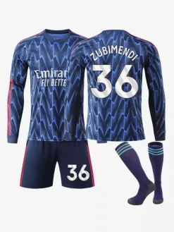 Maillot extérieur manches longues 25/26 du club de football pour adultes et enfants ensemble 3 pièces n° 7 Saka n° 8 Ødegaard