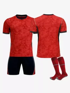 Maillot extérieur rouge 2026 de l'équipe d'Angleterre ensemble 3 pièces tenue de football personnalisée pour adultes et enfants
