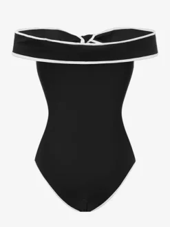 Maillots de bain paréos vêtements pour femmes ensemble maillot de bain blanc chic à n艙uds épaules dénudées sans manches