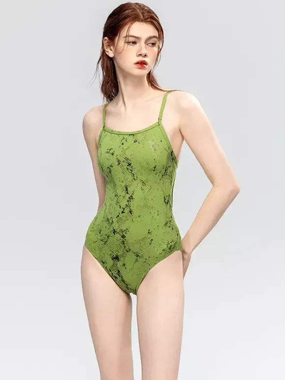 Maillots de bain une pièce pour femmes imprimé serpent vert maillots de bain sexy d'été