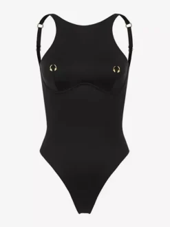 Maillots de bain une pièce pour femmes noirs col rond maillots de bain d'été pour la plage