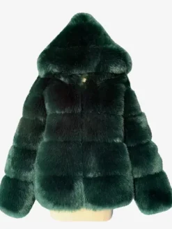 Manteau à capuche en fausse fourrure Veste courte d'hiver en fourrure écologique pour femme 2026