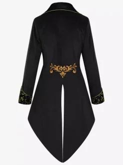 Manteau à manches longues avec boutons brodés rétro rouge vintage pour homme Bourgogne