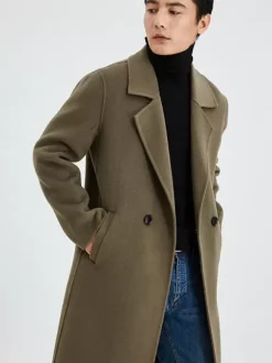 Manteau Chaud Chesterfield Hommes Col Rabattu À Revers Chic Bleu Veste Hiver