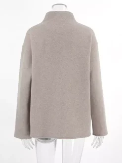 Manteau court croisé pour femme - Vêtement d'extérieur minimaliste à col montant et coupe carrée - Style streetwear printemps 2026 esthétique riche et classique