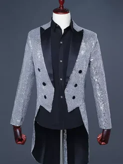 Manteau de smoking noir Sequni vêtements rétro Costumes rétro pour hommes Bourgogne